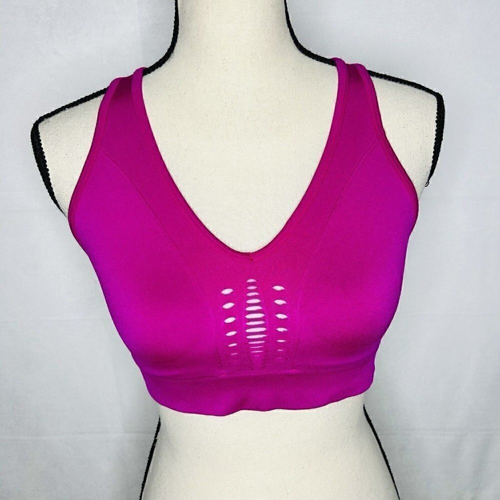 Victoria Secret SPORT Bralette Bra Bright Fuchsia Pink Cut Out Wireless Sz S